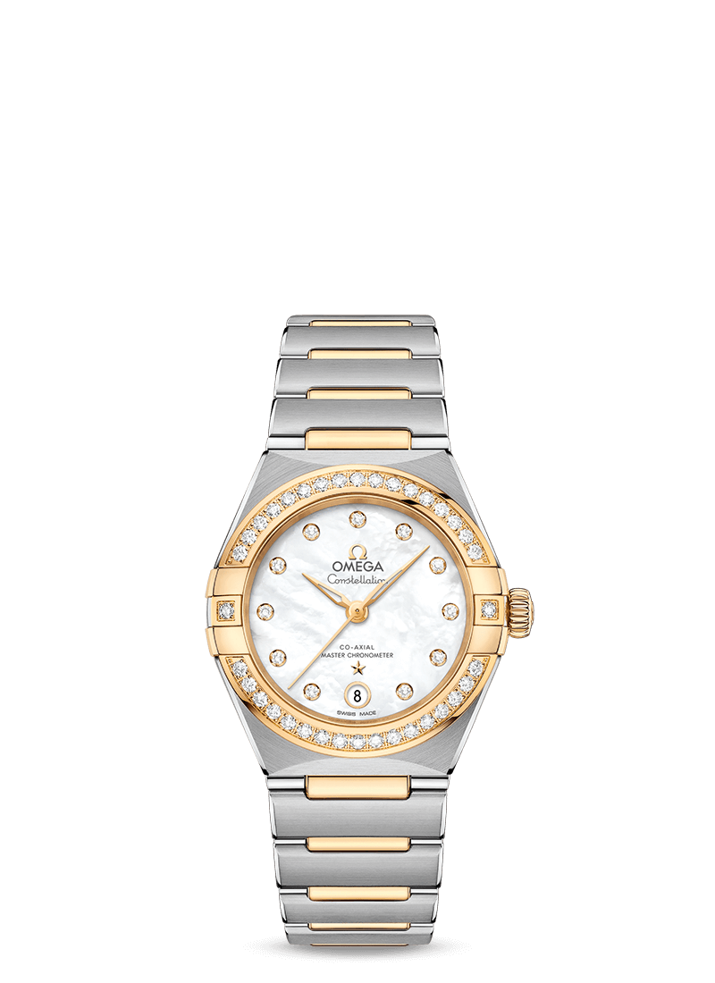 Omega 131.25.29.20.55.002 : Constellation Manhattan 29 Co-Axial Master Chronometer Stainless Steel / Yellow Gold / MOP / Diamond