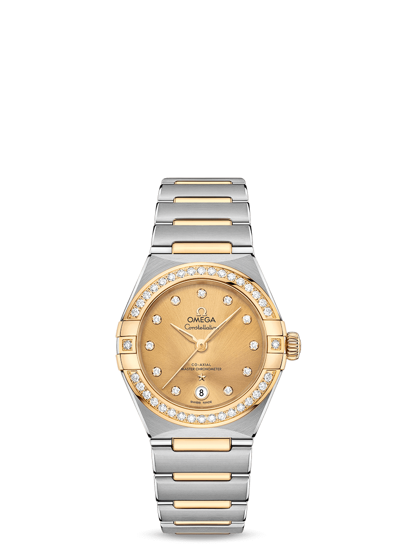 Omega 131.25.29.20.58.001 : Constellation Manhattan 29 Co-Axial Master Chronometer Stainless Steel / Yellow Gold / Champagne Diamond / Diamond