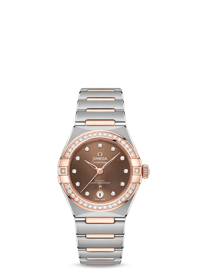 Omega 131.25.29.20.63.001 : Constellation Manhattan 29 Co-Axial Master Chronometer Stainless Steel / Sedna Gold / Brown Diamond / Diamond
