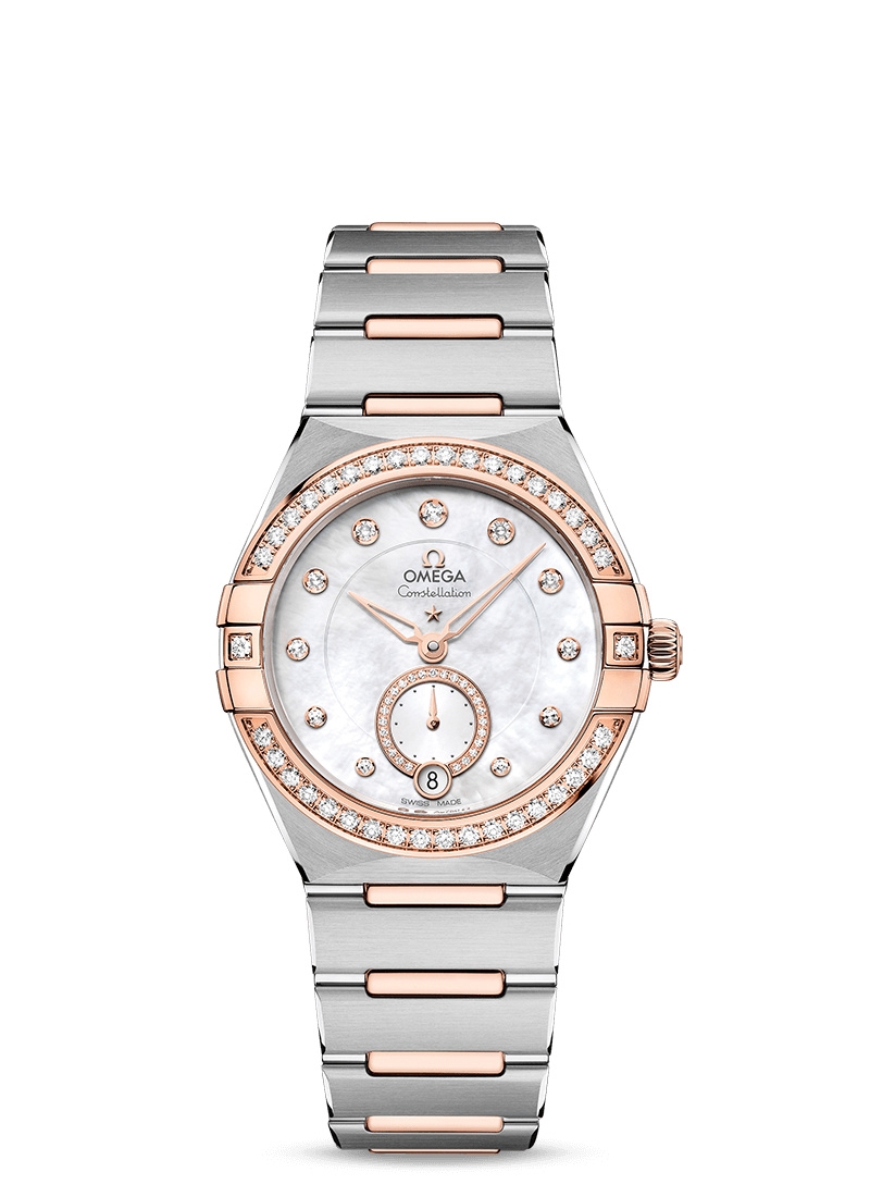 Omega 131.25.34.20.55.001 : Constellation Master Chronometer Small Seconds 34 Stainless Steel / Sedna Gold / Diamond / MOP / Bracelet