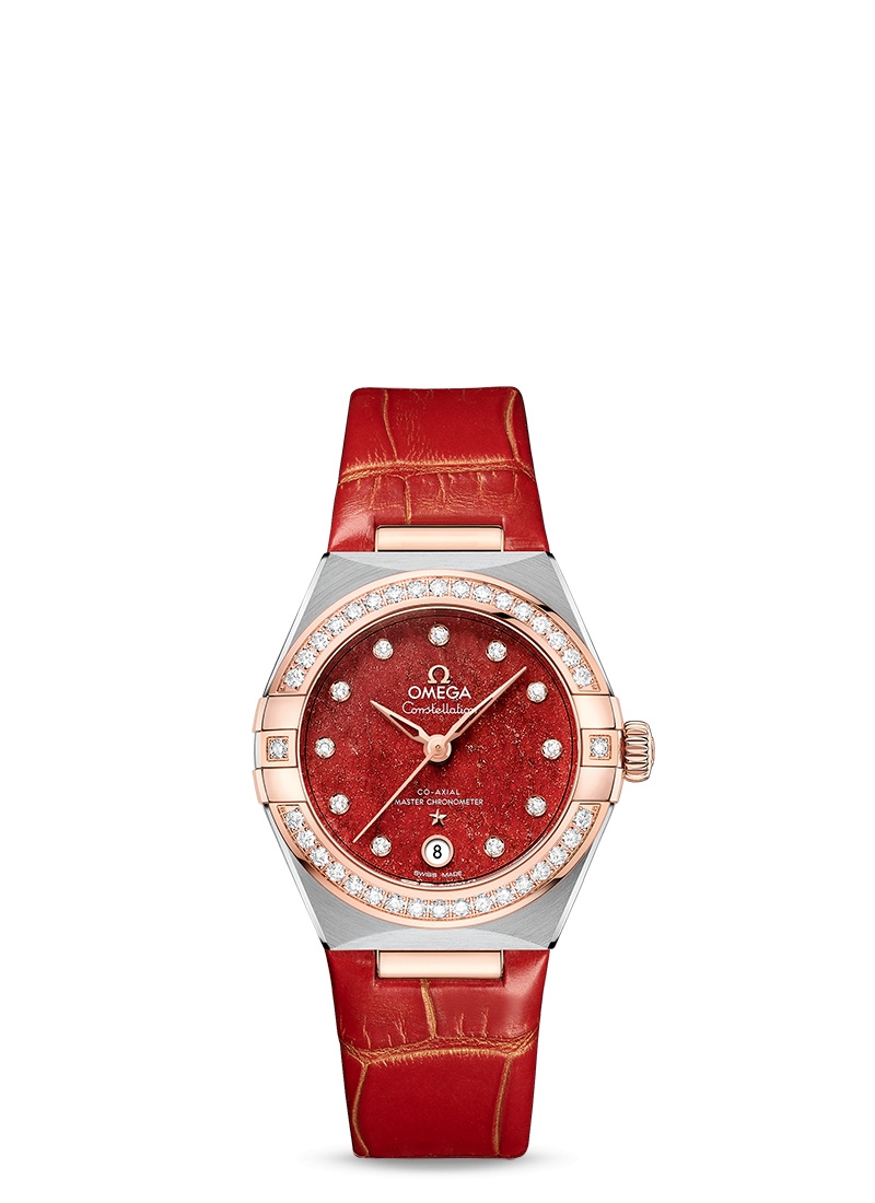 Omega 131.28.29.20.99.002 : Constellation Manhattan 29 Co-Axial Master Chronometer Stainless Steel / Sedna Gold / Diamond / Red Aventurine