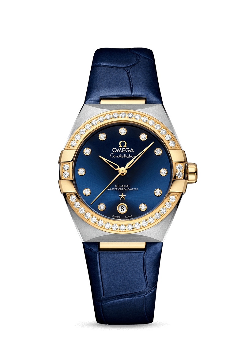 Omega 131.28.36.20.53.001 : Master Chronometer 36 Stainless Steel / Yellow Gold / Diamond / Blue / Strap