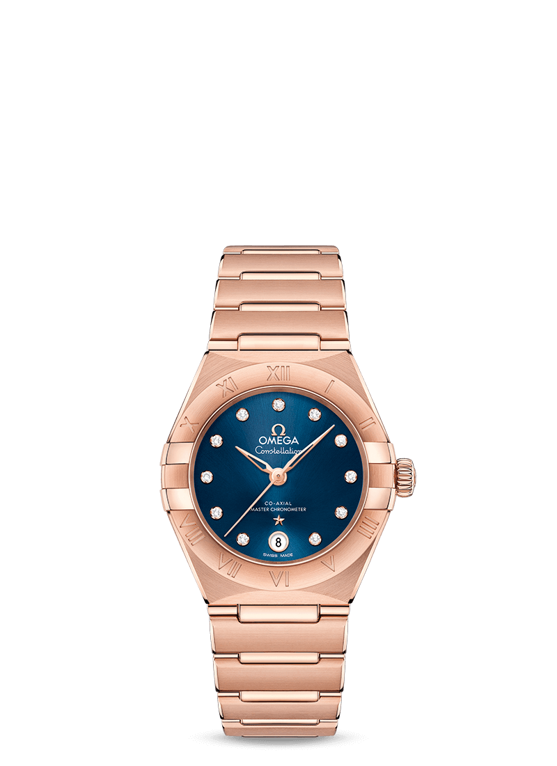 Omega 131.50.29.20.53.001 : Constellation Manhattan 29 Co-Axial Master Chronometer Sedna Gold / Blue