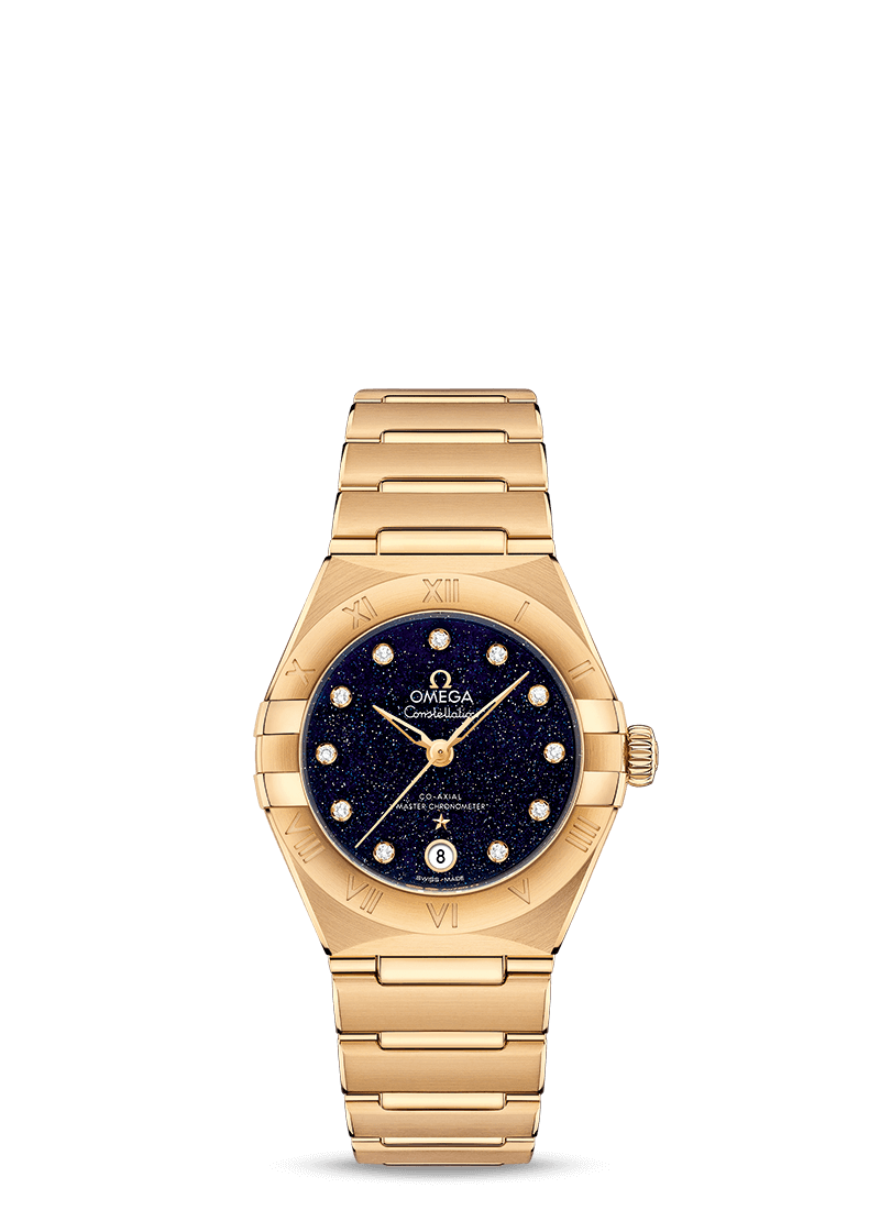 Omega 131.50.29.20.53.002 : Constellation Manhattan 29 Co-Axial Master Chronometer Yellow Gold / Aventurine