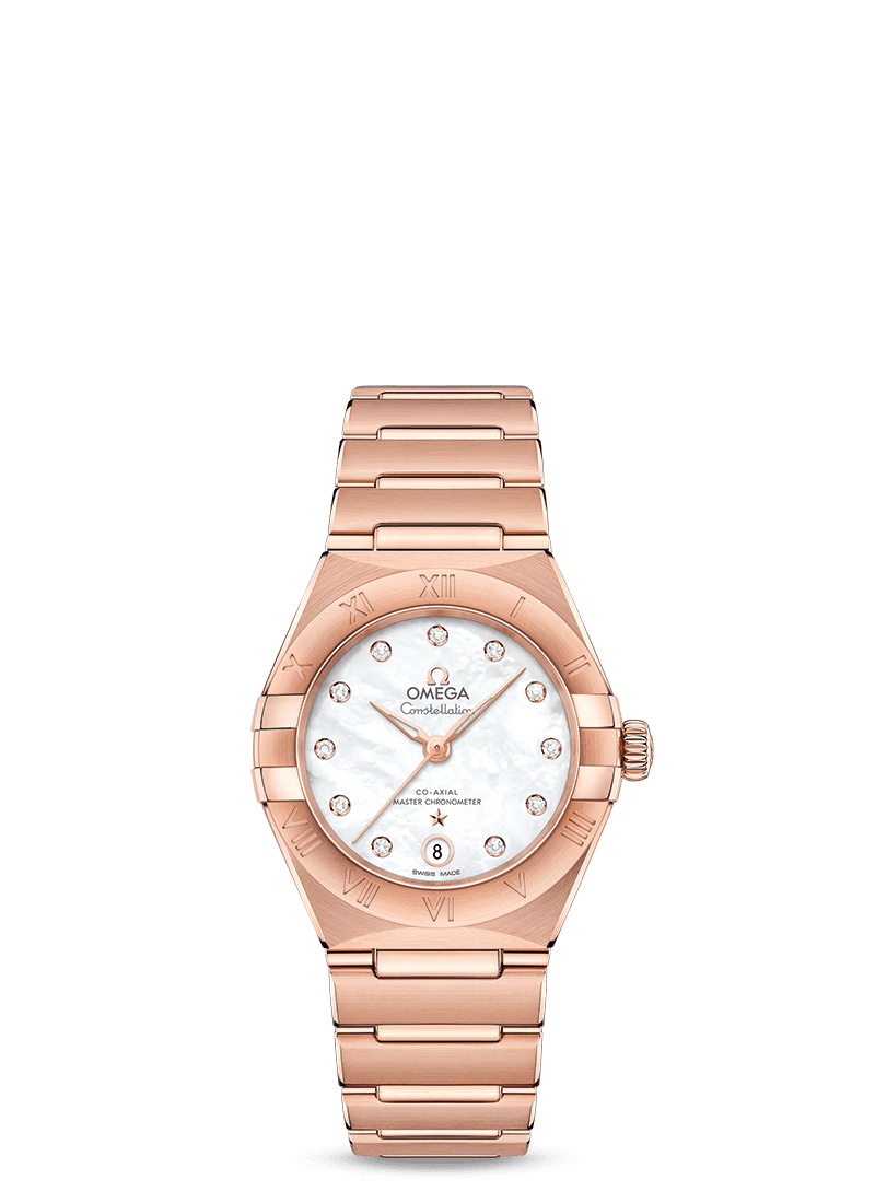 Omega 131.50.29.20.55.001 : Constellation Manhattan 29 Co-Axial Master Chronometer Sedna Gold / MOP