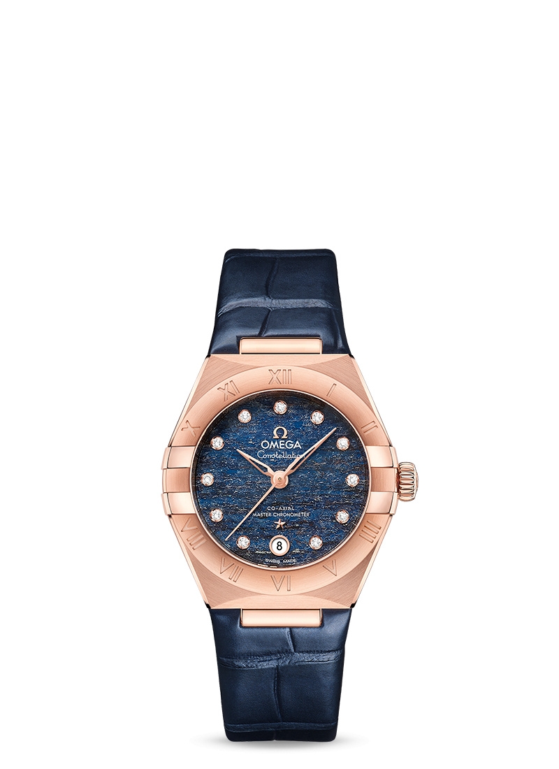 Omega 131.53.29.20.99.001 : Constellation Manhattan 29 Co-Axial Master Chronometer Sedna Gold / Blue Aventurine
