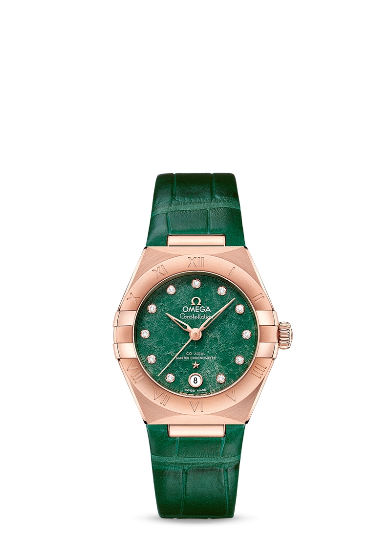 Omega 131.53.29.20.99.002 : Constellation Manhattan 29 Co-Axial Master Chronometer Sedna Gold / Green Aventurine