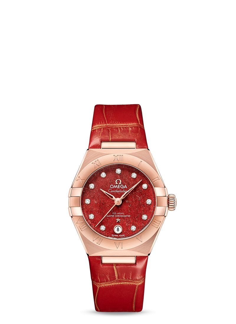Omega 131.53.29.20.99.003 : Constellation Manhattan 29 Co-Axial Master Chronometer Sedna Gold / Red Aventurine