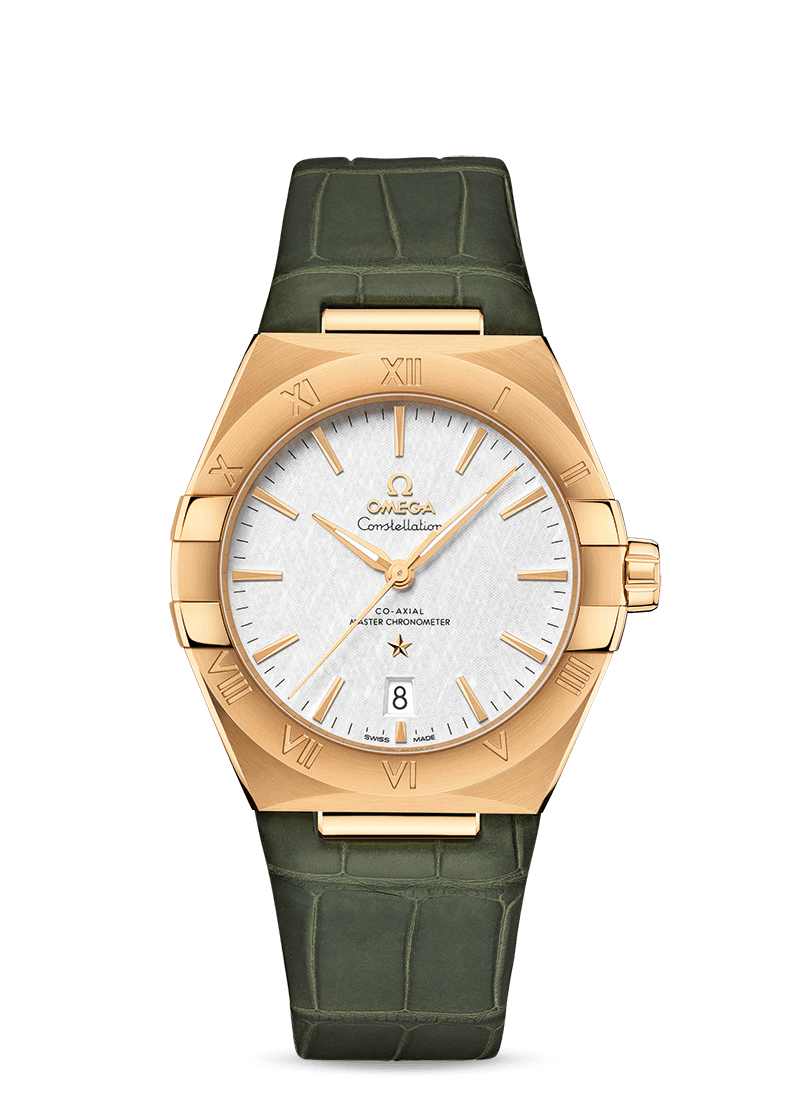Omega 131.53.39.20.02.002 : Constellation Master Chronometer 39 Yellow Gold / Silver / Alligator