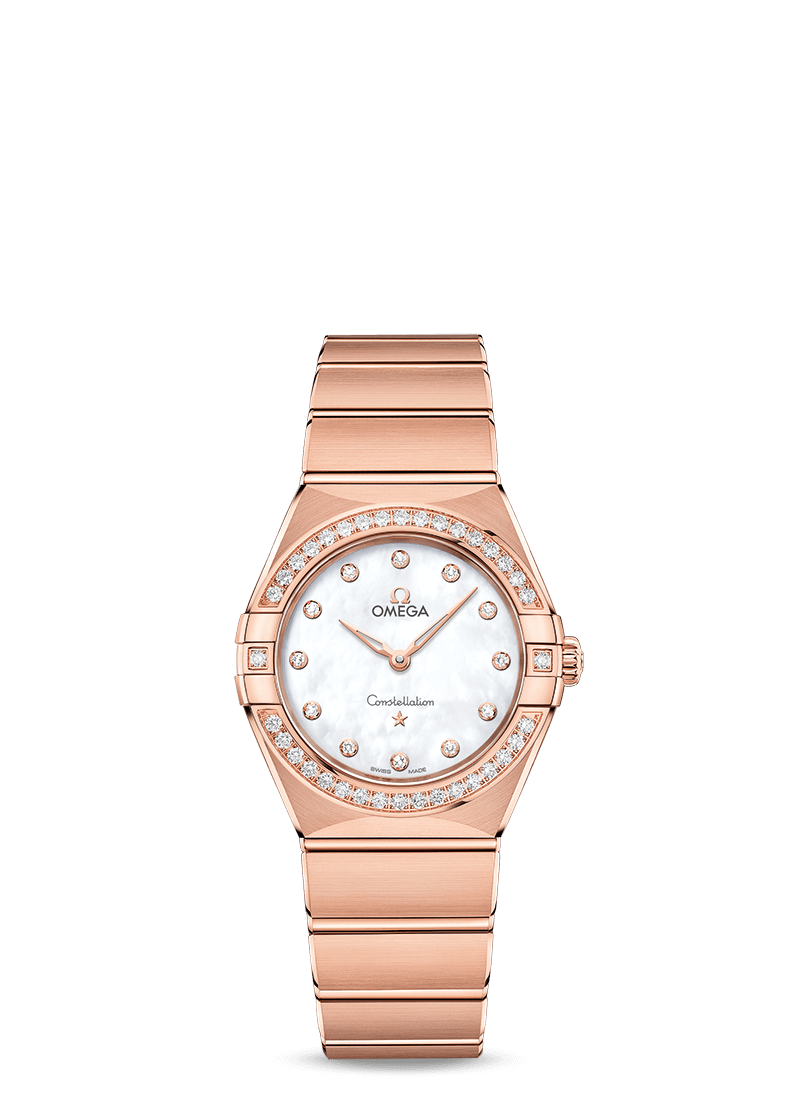Omega 131.55.28.60.55.001 : Constellation Manhattan 28 Quartz Sedna Gold / MOP / Diamond