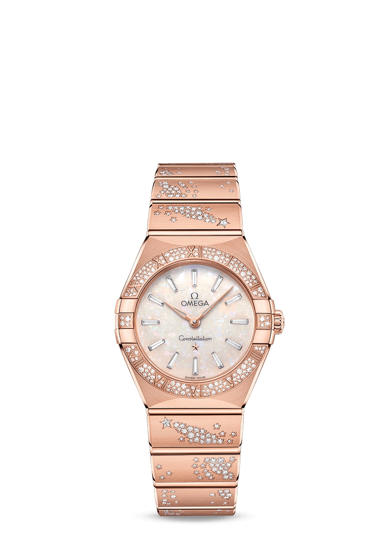 Omega 131.55.28.60.99.001 : Constellation Manhattan 28 Quartz Sedna Gold / MOP - Diamond / Diamond
