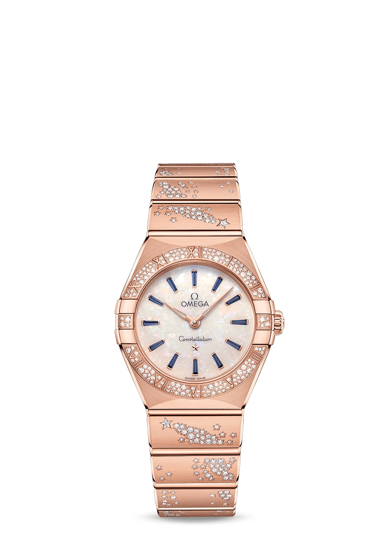 Omega 131.55.28.60.99.002 : Constellation Manhattan 28 Quartz Sedna Gold / MOP - Sapphire / Diamond