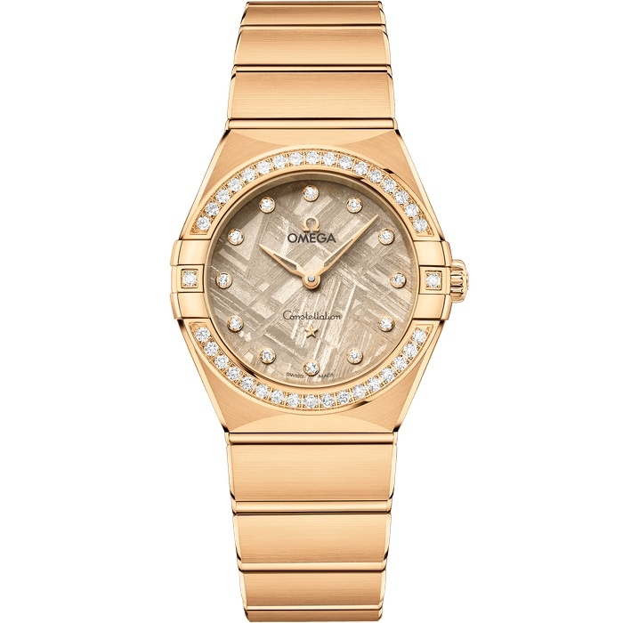Omega 131.55.28.60.99.006 : Constellation Manhattan 28 Quartz Yellow Gold - Diamond / Flaxen Meteorite