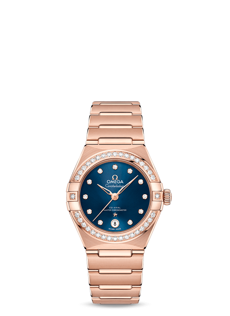 Omega 131.55.29.20.53.001 : Constellation Manhattan 29 Co-Axial Master Chronometer Sedna Gold / Blue / Diamond