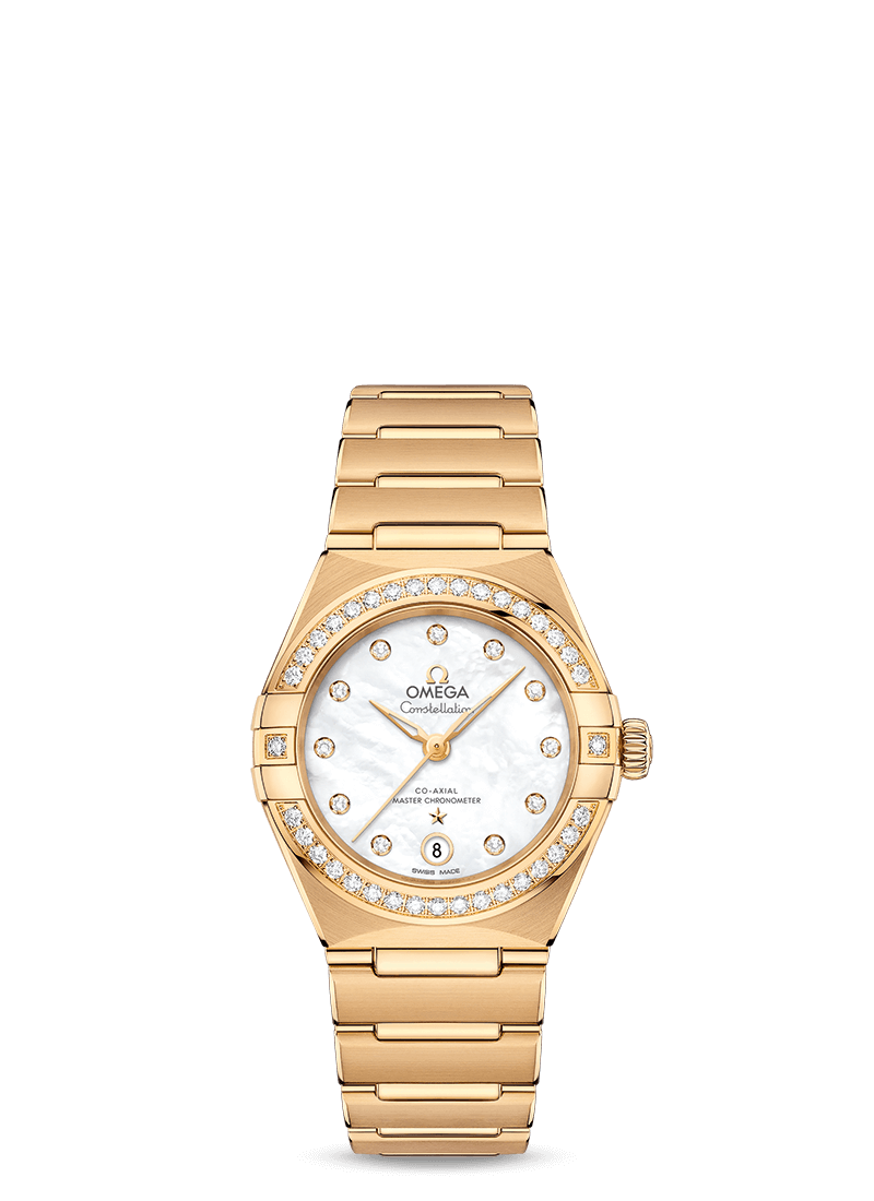 Omega 131.55.29.20.55.002 : Constellation Manhattan 29 Co-Axial Master Chronometer Yellow Gold / MOP / Diamond