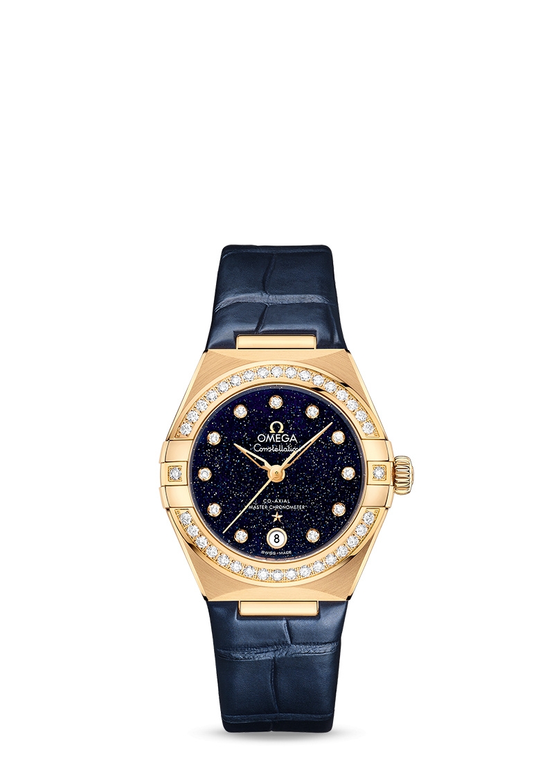 Omega 131.58.29.20.53.001 : Constellation Manhattan 29 Co-Axial Master Chronometer Yellow Gold / Diamond / Aventurine
