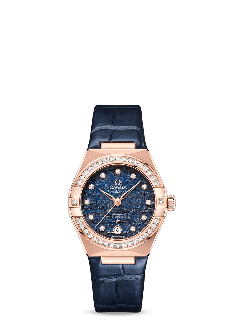Omega 131.58.29.20.99.006 : Constellation Manhattan 29 Co-Axial Master Chronometer Sedna Gold / Diamond / Blue Aventurine
