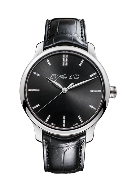 H. Moser & Cie 1343-0203 : Endeavour Centre Seconds, White Gold, Black Baguette Dial