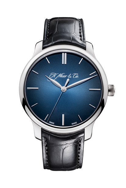 H. Moser & Cie 1343-0601 : Endeavour Centre Seconds, Palladium, Blue Fumé Dial