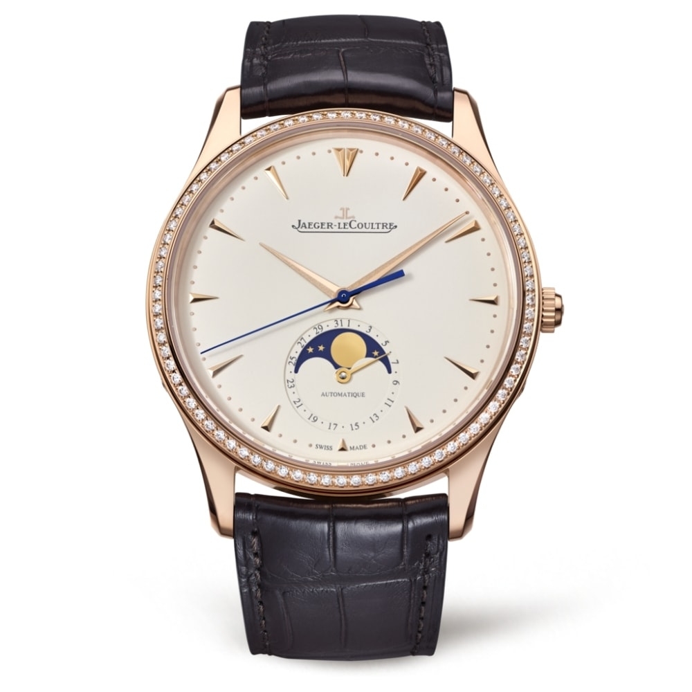 Jaeger-LeCoultre 1362501 : Master Ultra Thin Moon Pink Gold / Diamond / Eggshell / Alligator