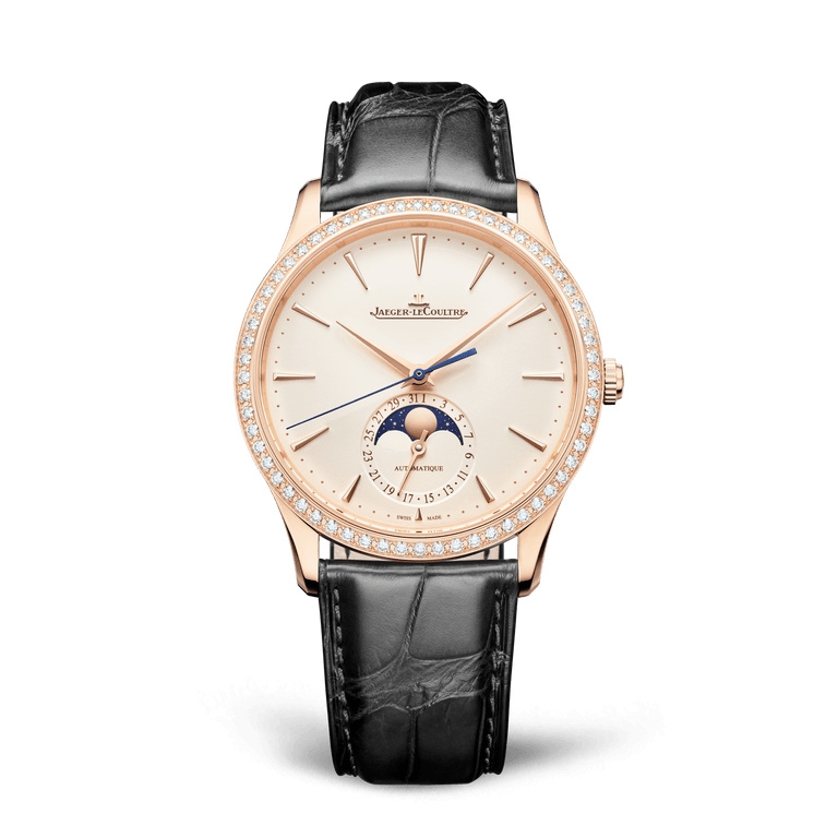 Jaeger-LeCoultre 1362503 : Master Ultra Thin Moon Pink Gold - Diamond / Eggshell / Alligator