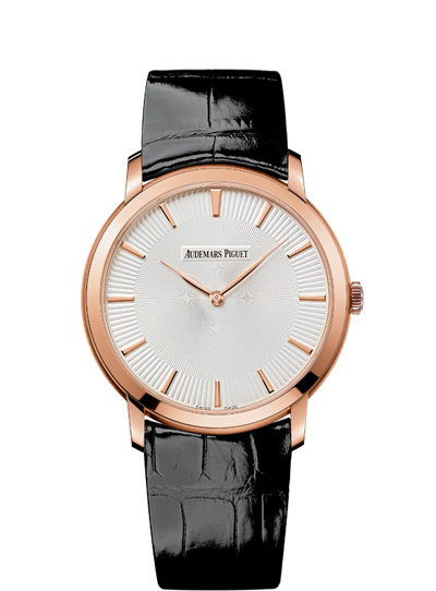 Audemars Piguet 15180OR.OO.A102CR.01 : Jules Audemars 15180 Extra-Thin Pink Gold / Silver Guilloche