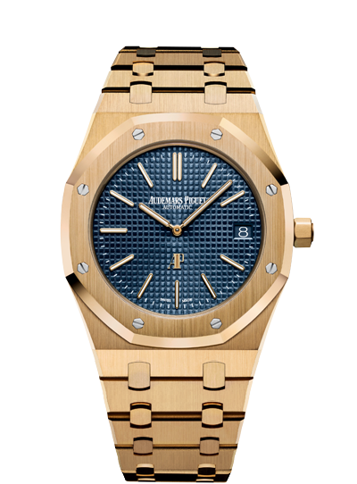 Audemars Piguet 15202BA.OO.1240BA.01 : Royal Oak Extra-Thin Yellow Gold / Blue