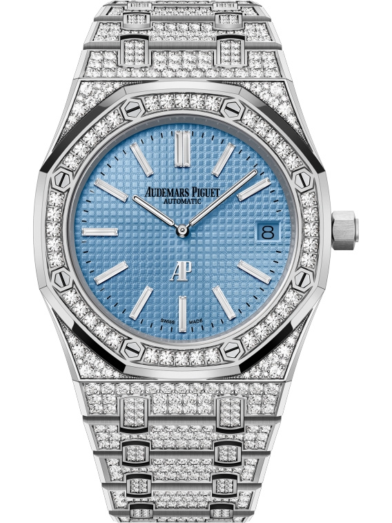 Audemars Piguet 15202BC.ZZ.1241BC.02 : Royal Oak Extra-Thin White Gold / Diamond / Light Blue