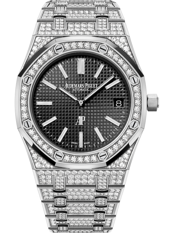 Audemars Piguet 15202BC.ZZ.1241BC.03 : Royal Oak Extra-Thin White Gold / Diamond / Black