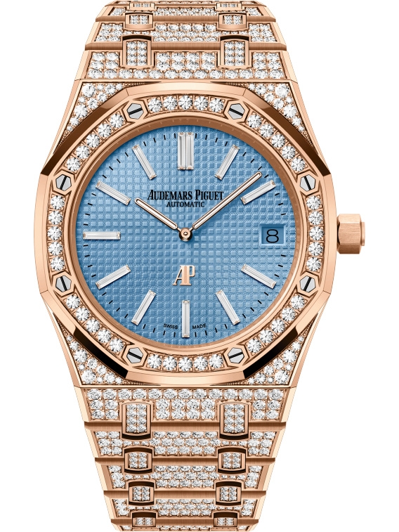 Audemars Piguet 15202OR.ZZ.1241OR.01 : Royal Oak Extra-Thin Pink Gold / Diamond / Blue
