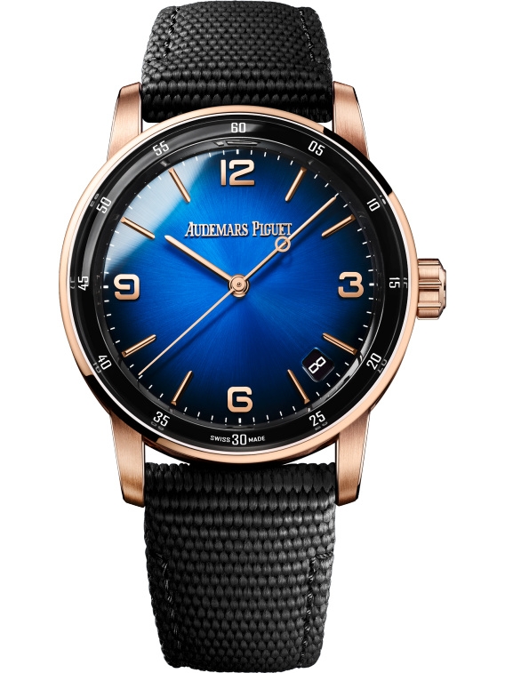 Audemars Piguet 15210OR.OO.A002KB.03 : CODE 11.59 Automatic Pink Gold / Blue / Fabric