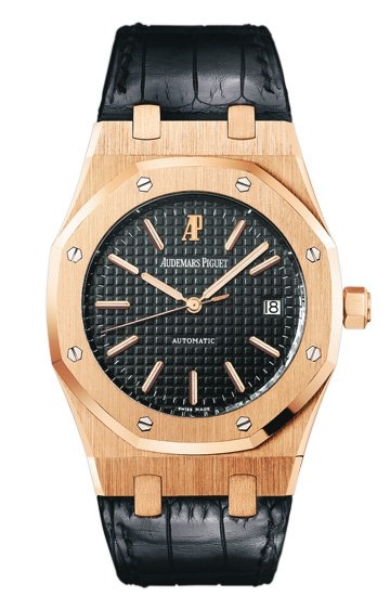 Audemars Piguet 15300OR.OO.D002CR.01 : Royal Oak 15300 Pink Gold / Black / Strap