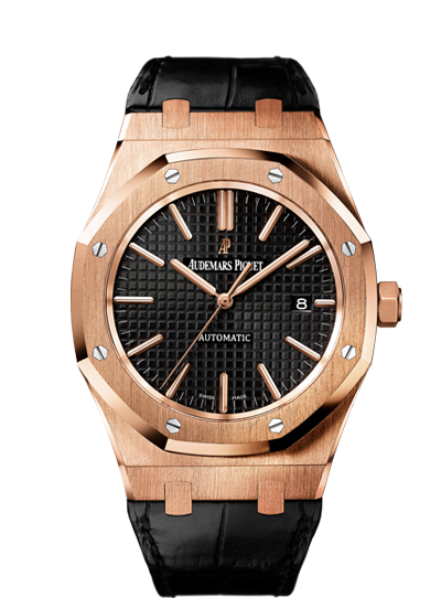 Audemars Piguet 15400OR.OO.D002CR.01 : Royal Oak 15400 Pink Gold / Black / Strap