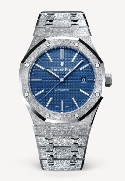Audemars Piguet 15410BC.GG.1224BC.01 : Royal Oak 15410 Frosted White Gold / Blue