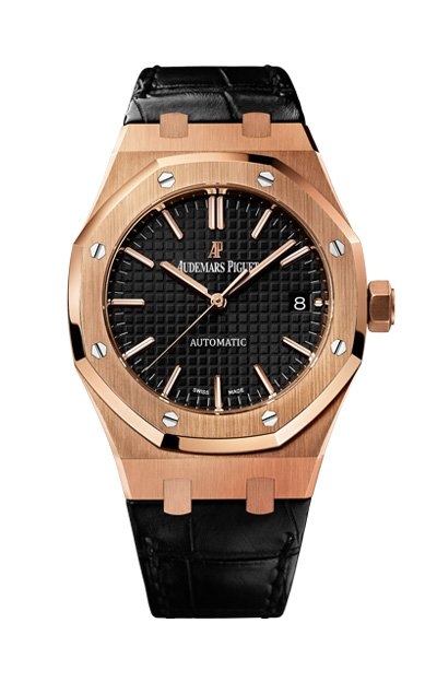 Audemars Piguet 15450OR.OO.D002CR.01 : Royal Oak 15450 Selfwinding Pink Gold / Black / Strap