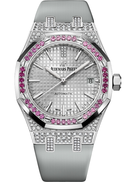 Audemars Piguet 15452BC.ZY.D007VE.01 : Royal Oak Selfwinding 37 White Gold / Sapphire / Silver
