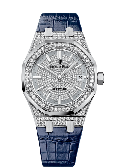 Audemars Piguet 15452BC.ZZ.D019CR.01 : Royal Oak Selfwinding 37 White Gold / Diamond / Diamond / Strap
