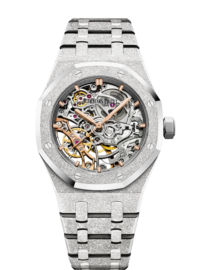 Audemars Piguet 15466BC.GG.1259BC.01 : Royal Oak 37 Double Balance Wheel Openworked Frosted White Gold