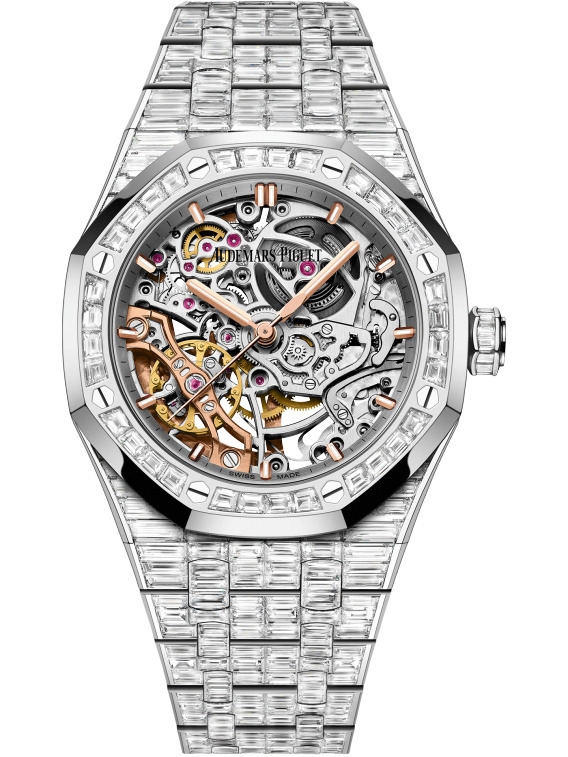 Audemars Piguet 15469BC.ZZ.1260BC.01 : Royal Oak 37 Double Balance Wheel Openworked  White Gold - Baguette