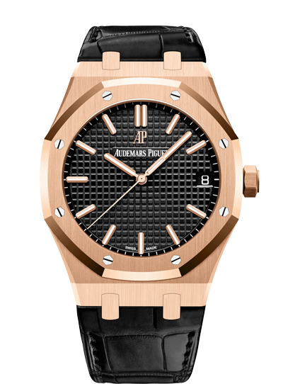 Audemars Piguet 15500OR.OO.D002CR.01 : Royal Oak 15500 Pink Gold / Black / Strap