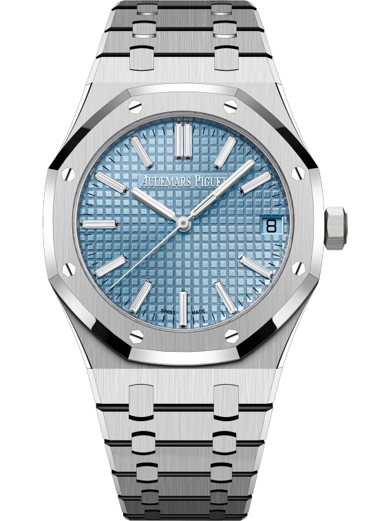 Audemars Piguet 15510BC.OO.1320BC.01 : Royal Oak Selfwinding 41 White Gold / Light Blue - Baguette / 50 Years