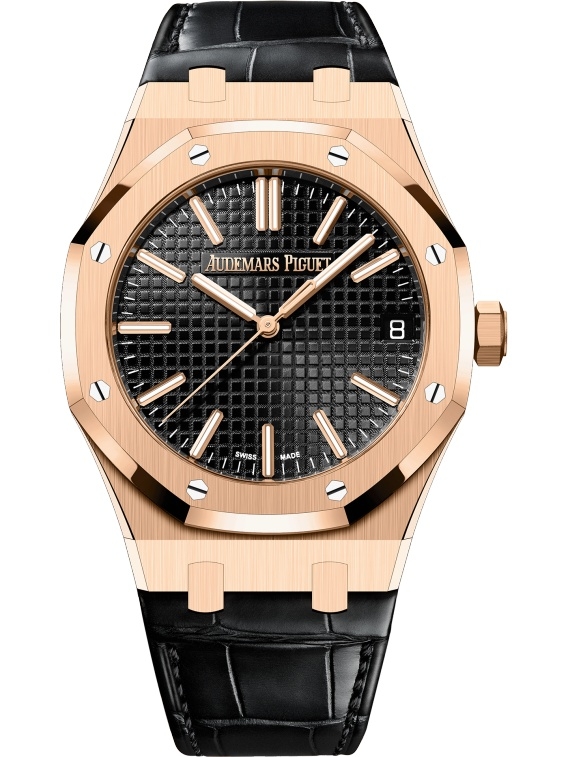 Audemars Piguet 15510OR.OO.D002CR.02 : Royal Oak Selfwinding 41 Pink Gold / Black / Strap