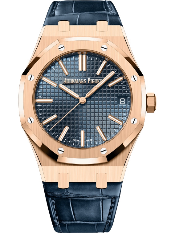 Audemars Piguet 15510OR.OO.D315CR.01 : Royal Oak Selfwinding 41 Pink Gold / Blue / Strap / 50th Anniversary