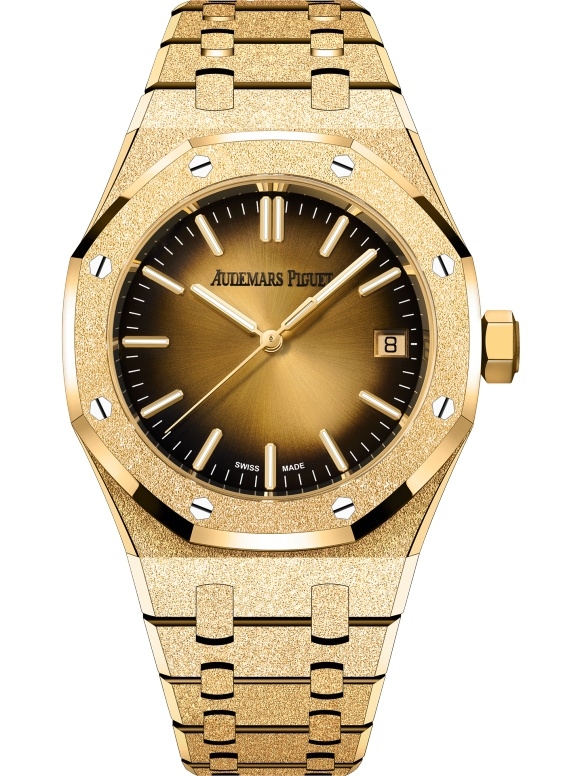 Audemars Piguet 15550BA.GG.1356BA.01 : Royal Oak Selfwinding 37 Frosted Yellow Gold / Smoked Champagne