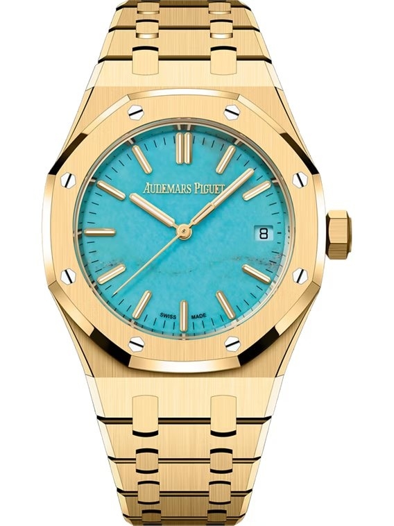 Audemars Piguet 15550BA.OO.1356BA.01 : Royal Oak Selfwinding 37 Yellow Gold / Turquoise