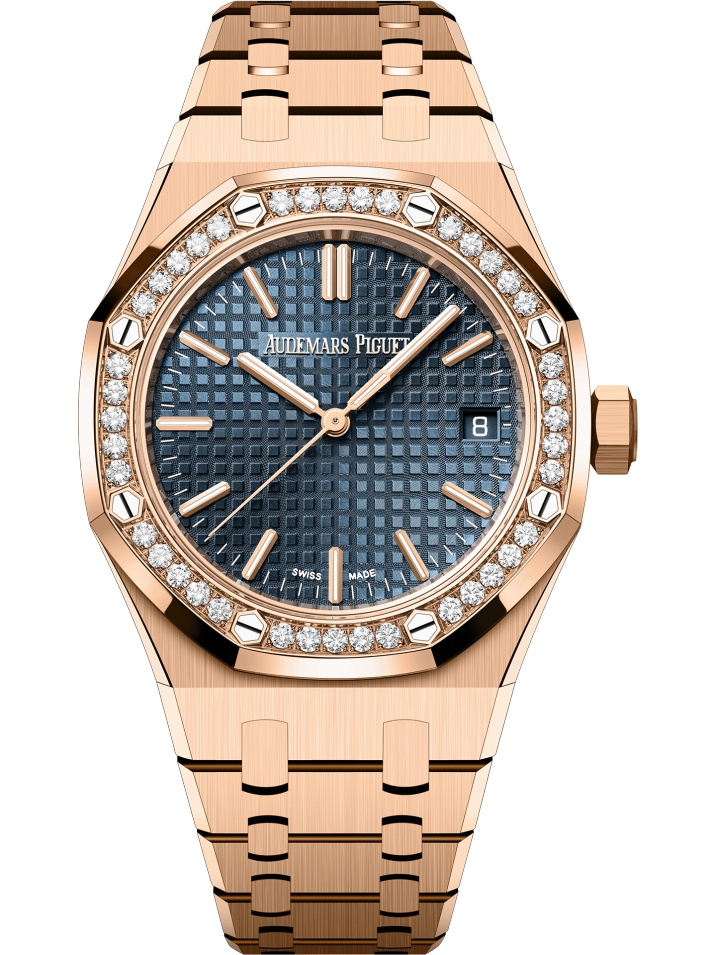 Audemars Piguet 15551OR.ZZ.1356OR.02 : Royal Oak Selfwinding 37 Pink Gold - Diamond / Blue / 50th Anniversary