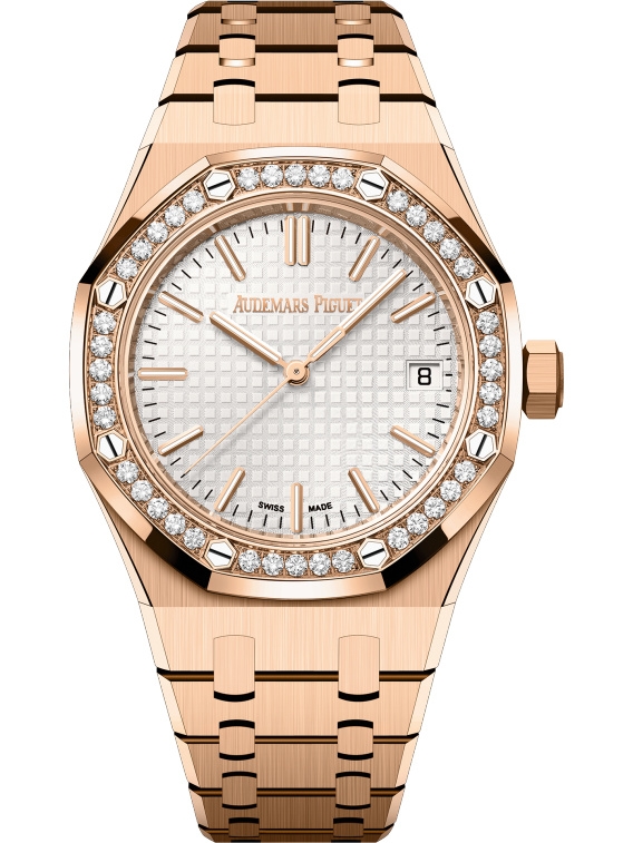 Audemars Piguet 15551OR.ZZ.1356OR.04 : Royal Oak Selfwinding 37 Pink Gold - Diamond / Silver