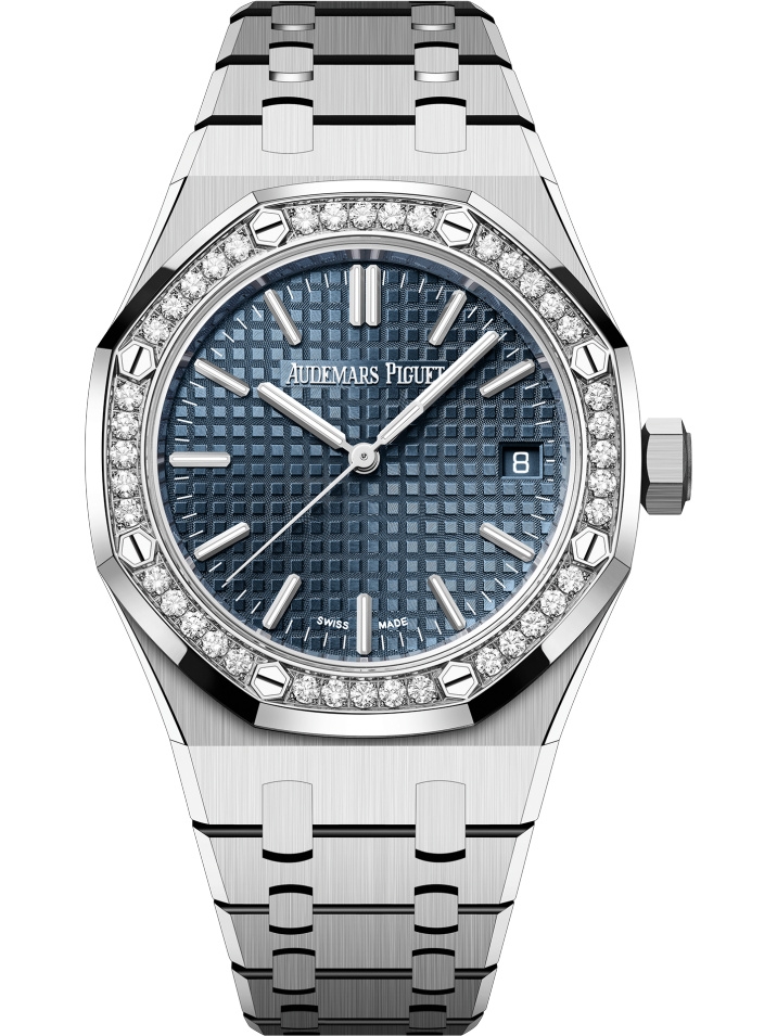 Audemars Piguet 15551ST.ZZ.1356ST.02 : Royal Oak Selfwinding 37 Stainless Steel - Diamond / Blue / 50th Anniversary