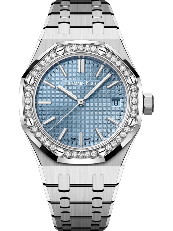Audemars Piguet 15551ST.ZZ.1356ST.04 : Royal Oak Selfwinding 37 Stainless Steel - Diamond / Ice Blue