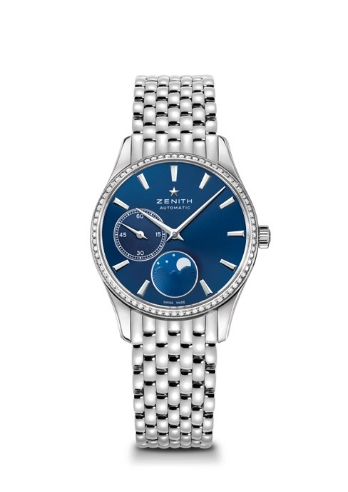 Zenith 16.2310.692/51.M2310 : Elite Ultra Thin Lady Moonphase Blue / Diamond / Bracelet